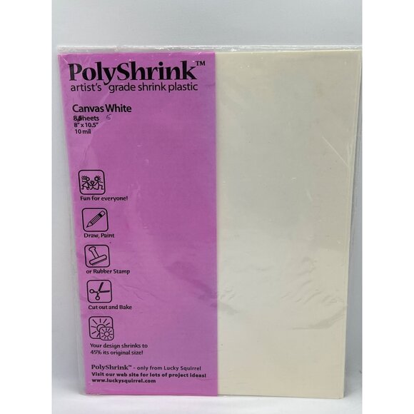 Polyshrink Artists Grade Shrink Plastic Canvas White 5 Sheets 8" X 10.5" 10 Mil - Picture 1 of 3